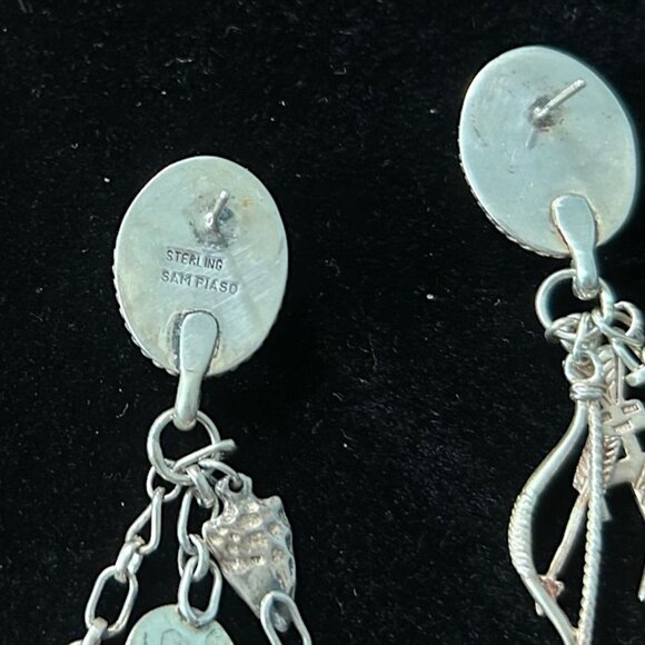 Native American sterling earrings w azurite/lapis/other stones - Picture 7 of 11